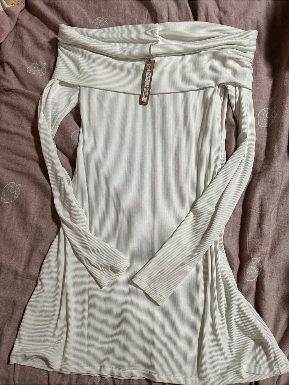 NWT SKIMS Off-Shoulder Ribbed Mini Dress in White - Picture 5 of 5